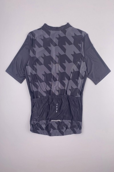 Bulk Order Black Printed Cycling Shirts Customized Milk Silk Race Short Sleeve Zip Style Cycling Shirts Cycling Shirts Supplier SKCSCP008 front view